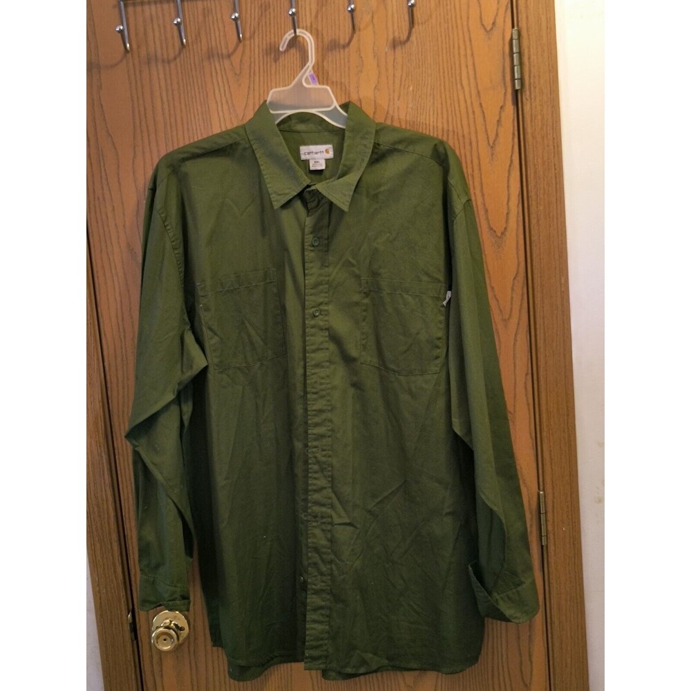 Carhartt Shirt Men's Size XXL Green Cotton Long Sleeve